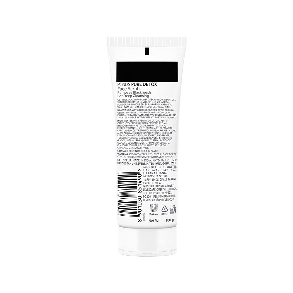 Pond's Pure Detox Face Scrub, Deep Cleansing Facewash - 100gm