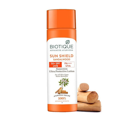 Biotique Bio Sun Shield Sandalwood 50+ SPF UVB Sunscreen Ultra Protective Lotion - (120ml)