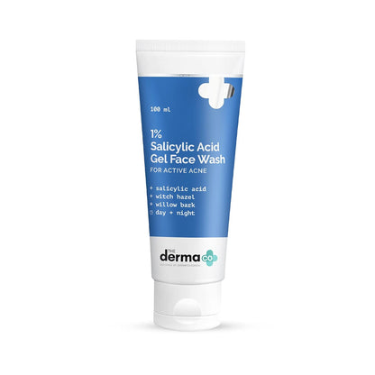 The Derma Co 1% Salicylic Acid Gel Face Wash With Salicylic Acid & Witch Hazel For Active Acne - 100 ml