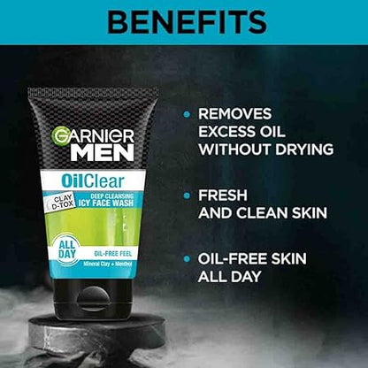 GARNIER MEN OIL CLEAR FACE WASH 100GM