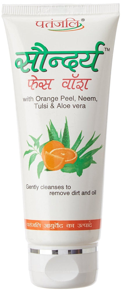 Patanjali Saundarya Face Wash with Orange Peel, Neem, Tulsi & Aloe Vera 60 g