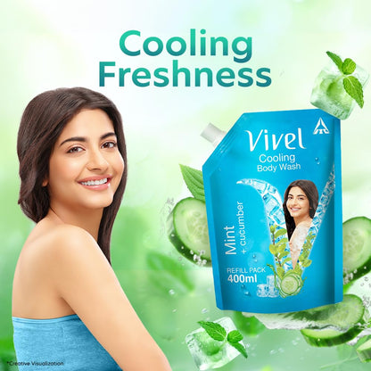 Vivel Mint Plus Cucumber Body Wash Refill 400 ml