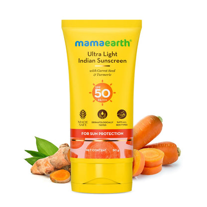 Mamaearth Ultra Light Indian Sunscreen SPF50 - 50gm