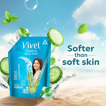 Vivel Mint Plus Cucumber Body Wash Refill 400 ml