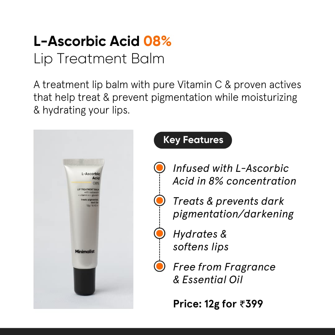 Minimalist 8% L-Ascorbic Acid Lip Treatment Balm - 12gm