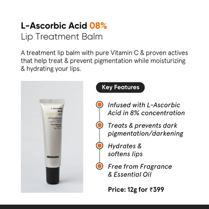 Minimalist 8% L-Ascorbic Acid Lip Treatment Balm - 12gm