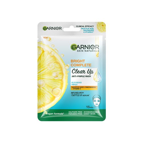 Garnier Bright Complete Clear Up Anti Pimple Face Sheet Mask 23g