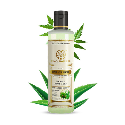 KHADI HERBAL NEEM ALOEVERA HAIR CLEANSER SLS   PARABEN FREE  210ml