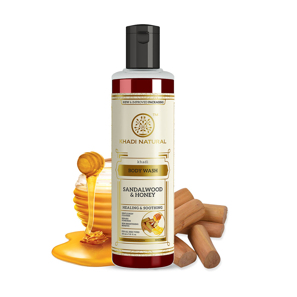 KHADI HERBAL SANDALWOOD & HONEY BODY WASH  210ml