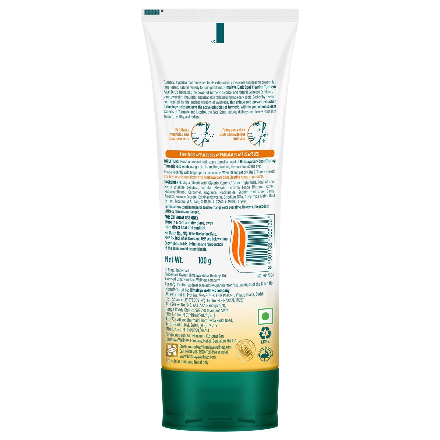 HIMALAYA SPOT CLEARING TURMERIC FACE SCRUB 100G