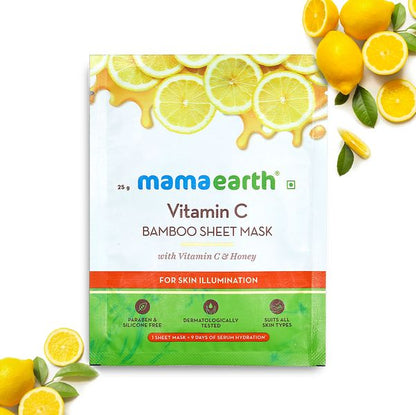 MAMAEARTH Vitamin C Bamboo Sheet Mask - 25gm